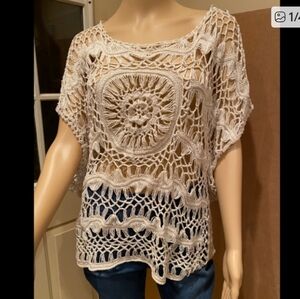 🤍Forever21 Sand Crochet Beach Cover Top